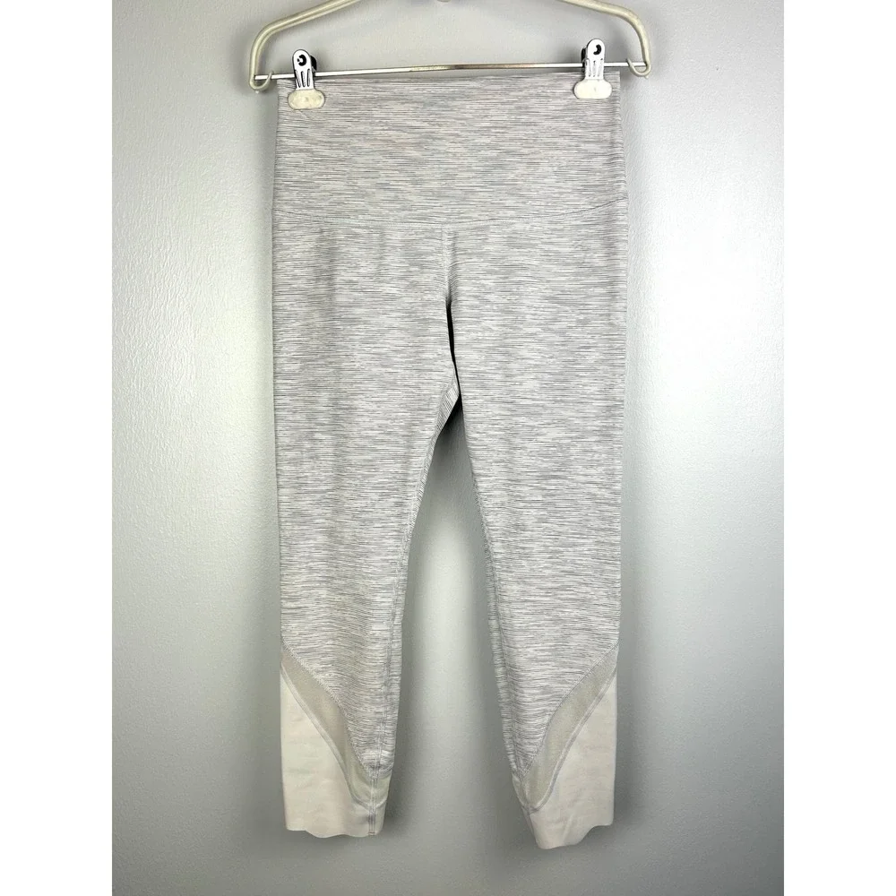 Lululemon Wunder Under High Rise Crop‎ Leggings Heathered Gray 8 Scallop Hem 24